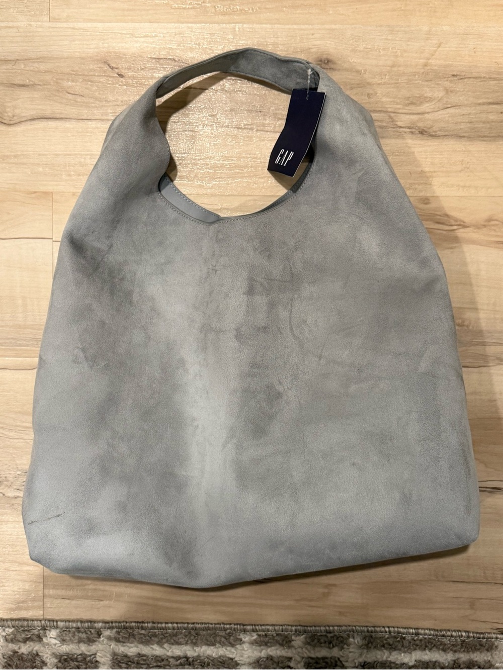GAP Gray Suede-Look Tote with Branded Tag